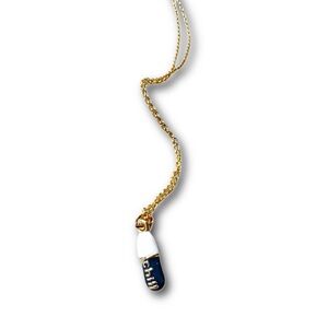Gold, Navy Blue, Chill Pill Necklace